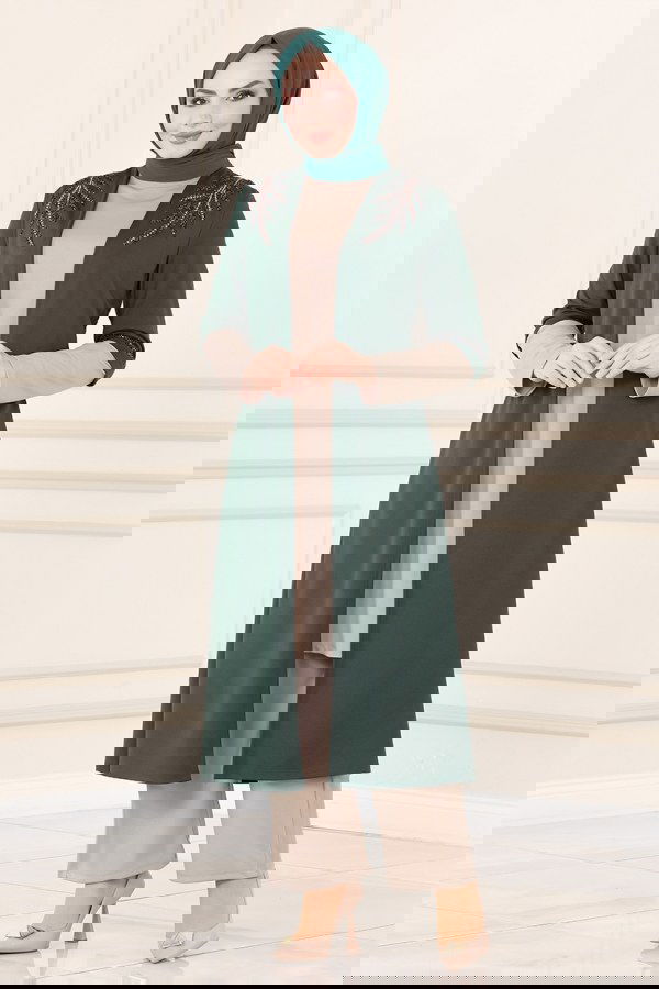 Modaselvim SEPETTE NET %20+%20 İNDİRİM Yakası İşlemeli İkili Takım ASM2668 Zümrüt&Vizyon