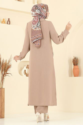 moda selvim Yakası Taş Detaylı Tunik Takım 446DVL817 Vizyon - Thumbnail