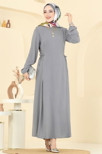 E.R.K. - Yandan Bağcık Detaylı Elbise 1164ERK1158 Gri