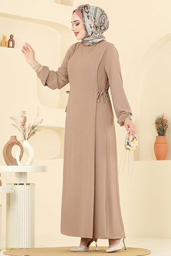 moda selvim Yandan Bağcık Detaylı Elbise 1164ERK1158 Vizyon - Thumbnail