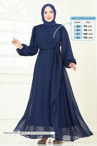 moda selvim Yandan Bağcıklı Abiye Elbise 6226BSK463 Laci - Thumbnail