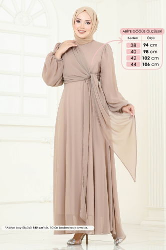 moda selvim Yandan Bağcıklı Abiye Elbise 6226BSK463 Vizyon - Thumbnail