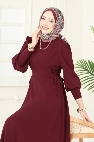 M.O.R. - Yandan Bağcıklı Aerobin Elbise 5008MDA386 Bordo