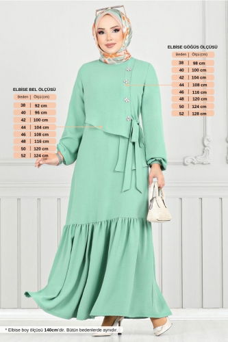 MRV S.L. - Yandan Bağcıklı Elbise 2680SL890-M Açık Mint