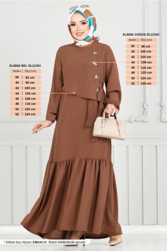 MRV S.L. - Yandan Bağcıklı Elbise 2680SL890-M Kahve