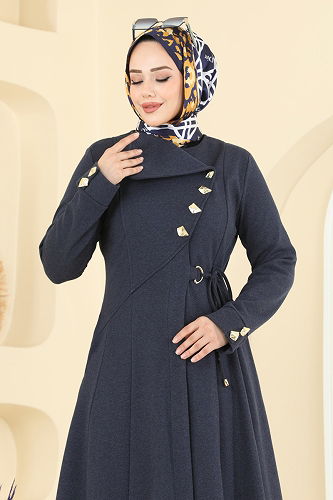 moda selvim Yandan Bağcıklı Elbise Ferace 2756SL432 Laci - Thumbnail