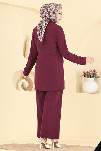 moda selvim Yandan Bağlamalı 2 li Takım 2946SL432 Bordo - Thumbnail