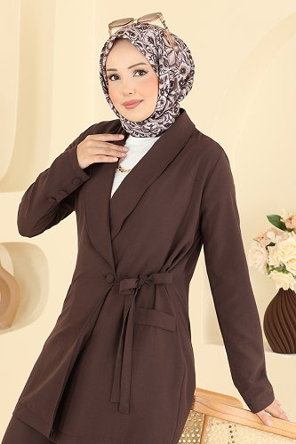 moda selvim Yandan Bağlamalı 2 li Takım 2946SL432 Kahve - Thumbnail