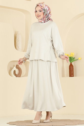 moda selvim Yandan Bağlamalı 2 li Takım 5660ZNNK1102 Taş - Thumbnail