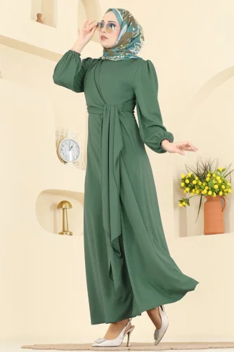 L.V.A. - Yandan Bağlamalı Krep Elbise 0848LVA1173 Mint