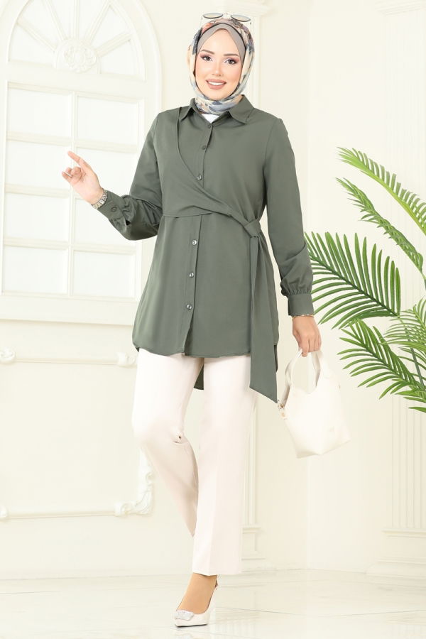Modaselvim Tunik Yandan Bağlamalı Tunik 126ASN888 Haki
