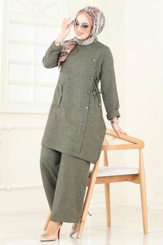 M.P. - Yandan Düğmeli Takım 3402MP806 Haki