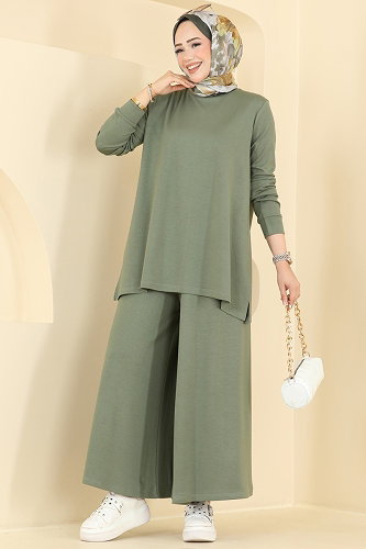 moda selvim Yandan Yırtmaçlı 2 li Takım 5678ZNNK1102 Çağla - Thumbnail