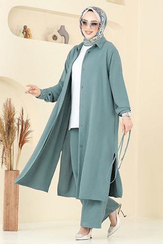 moda selvim Yandan Yırtmaçlı Aerobin Takım 2017MEY846 Mint - Thumbnail