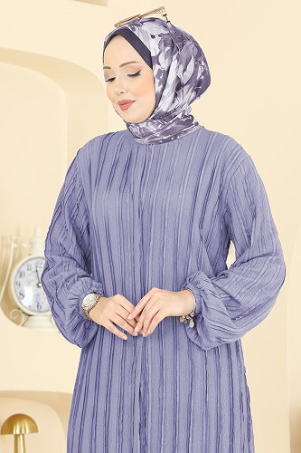 moda selvim Yandan Yırtmaçlı Bürümcük Takım 0356ERK1158 Lila - Thumbnail