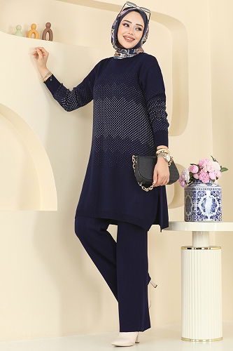 moda selvim Yandan Yırtmaçlı İkili Takım 2754AYD574 Laci - Thumbnail