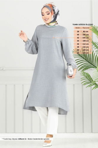 MRV H.B.S. - Yandan Yırtmaçlı Tesettür Tunik 3123HBS932-M Gri