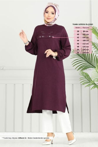 MRV H.B.S. - Yandan Yırtmaçlı Tesettür Tunik 3123HBS932-M Mürdüm