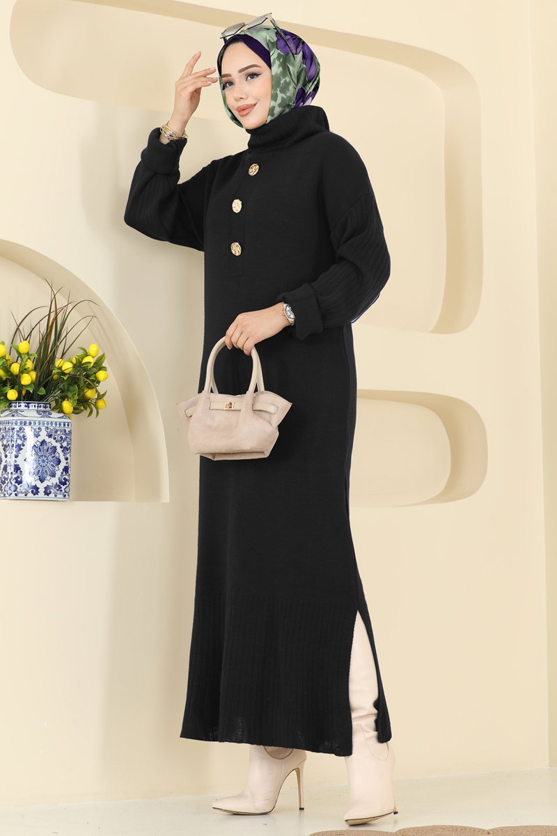 Yandan Yırtmaçlı Triko Tunik 2760AYD574 Siyah