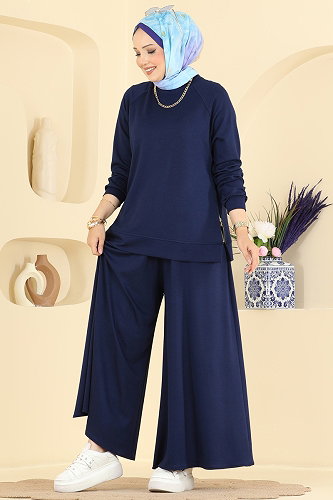 moda selvim Yanlardan Fermuarlı 2 li Takım 4025HN394 Laci - Thumbnail