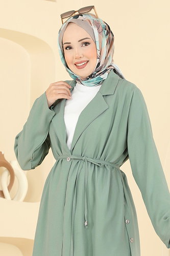 moda selvim Yanları Düğmeli İkili Takım 0358BG354 Mint - Thumbnail