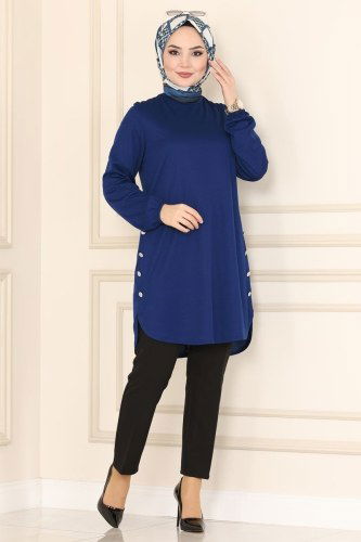 moda selvim Yanları Düğmeli Mira Tunik 2013MRT754 Laci - Thumbnail