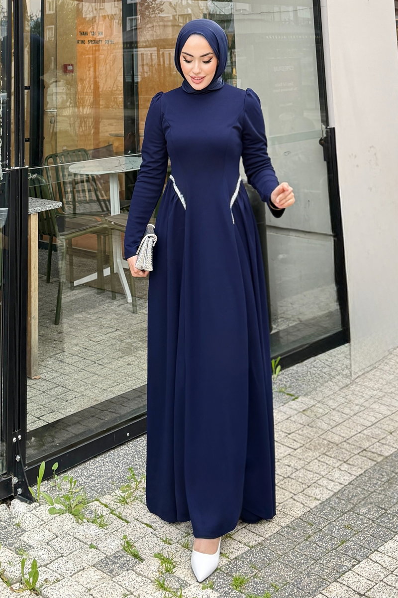 Yanları Taşlı Örme Krep Elbise 4688ALGK1170 Laci