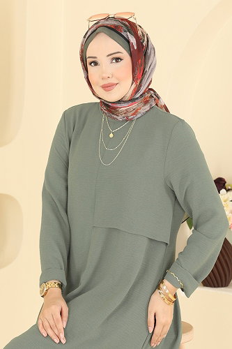moda selvim Yanları Yırtmaçlı 2 li Takım 2907SLK540 Mint - Thumbnail