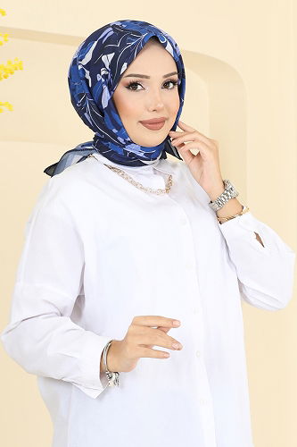 moda selvim Yaprak Desen Soft Eşarp Serisi 504ERB1087 Laci - Thumbnail