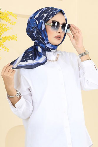 moda selvim Yaprak Desen Soft Eşarp Serisi 504ERB1087 Laci - Thumbnail