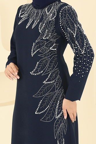 moda selvim Yaprak Detay Taşlı Takım 8098ABK1075 Laci - Thumbnail