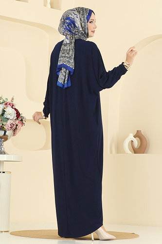 moda selvim Yarasa Kollu Sandy Elbise 4099ZNNK1102 Laci - Thumbnail