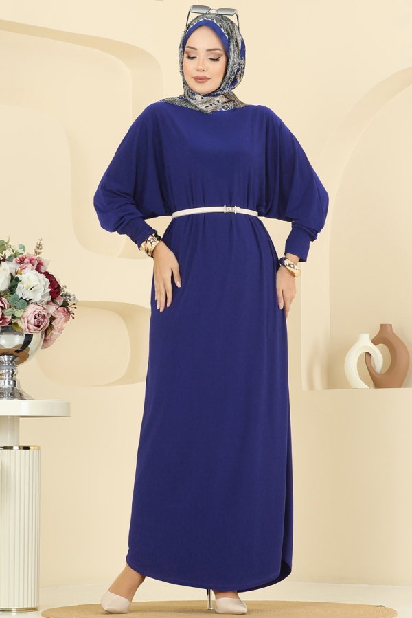Modaselvim Elbise Yarasa Kollu Sandy Elbise 4099ZNNK1102 Saks