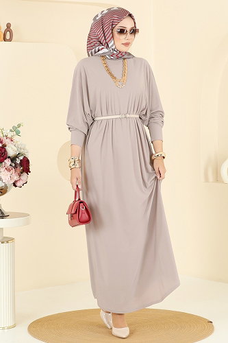 moda selvim Yarasa Kollu Sandy Elbise 4099ZNNK1102 Vizyon - Thumbnail