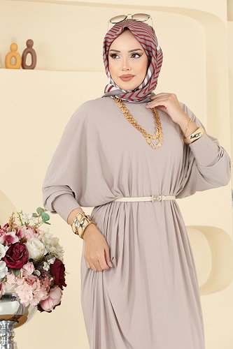 moda selvim Yarasa Kollu Sandy Elbise 4099ZNNK1102 Vizyon - Thumbnail