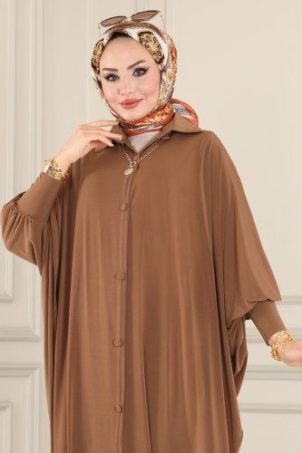moda selvim Yarasa Kollu Sandy Ferace 1723AF356 Latte - Thumbnail