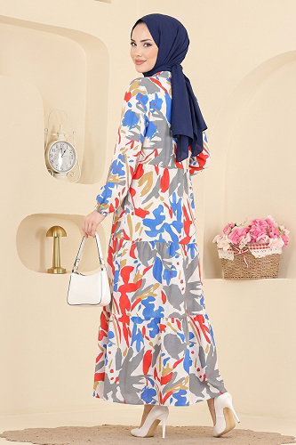 moda selvim Yarı Düğmeli Modal Ebise 187NZRK1200 Saks - Thumbnail