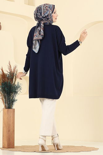 moda selvim Yarım Boğazlı Triko Tunik 1047KLN570 Laci - Thumbnail