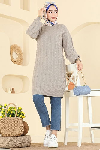 moda selvim Yarım Boğazlı Triko Tunik 2734AYD574 Vizyon - Thumbnail