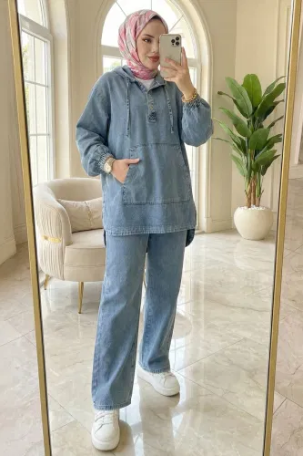 O.R.G. - Yarım Çıtçıtlı Kot Takım 4096ORG1169 Açık Kot