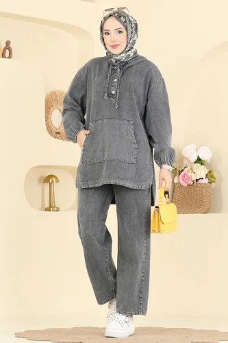 O.R.G. - Yarım Çıtçıtlı Kot Takım 4096ORG1169 Siyah Kot