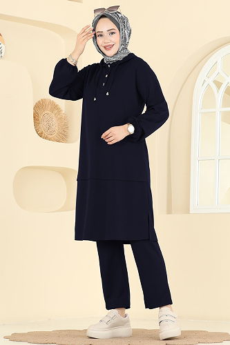 moda selvim Yarım Çıtçıtlı Krep Takım 25007UKB139 Laci - Thumbnail