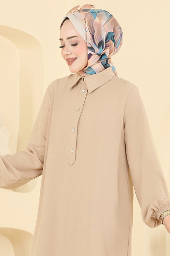 moda selvim Yarım Düğme Detaylı Takım 3459TRT545 Vizyon - Thumbnail