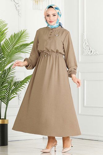 moda selvim Yarım Düğmeli Aerobin Elbise 330MP806 Vizyon - Thumbnail