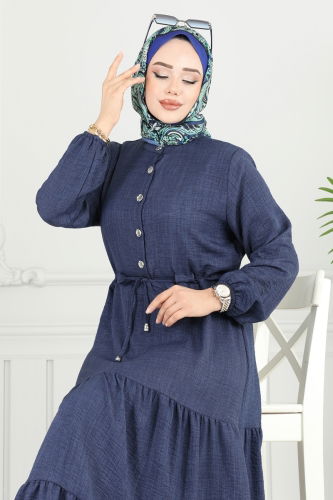 moda selvim Yarım Düğmeli Elbise 024MR1078 Laci - Thumbnail