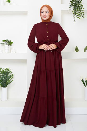 MRV B.G.S. - Yarım Düğmeli Elbise 2350BGS895-M Bordo
