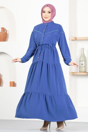 MRV A.S.N. - Yarım Düğmeli Elbise ASN1033-M İndigo