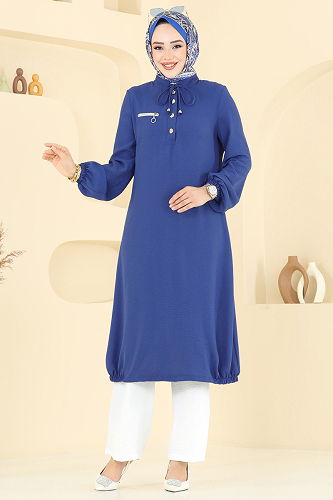 moda selvim Yarım Düğmeli Tesettür Takım 2652SL432 Laci - Thumbnail