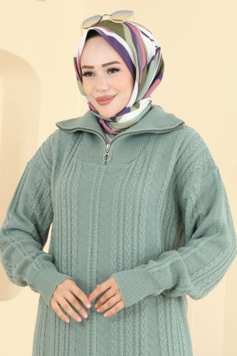 A.Y.D. - Yarım Fermuar Detaylı 2 li Triko Takım 2835AYD574 Mint