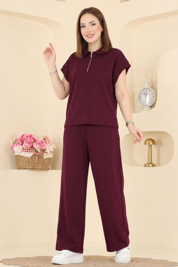 Modaselvim GÜNLÜK STİL Yarım Fermuarlı 2 li Takım 2805AYD574 Bordo